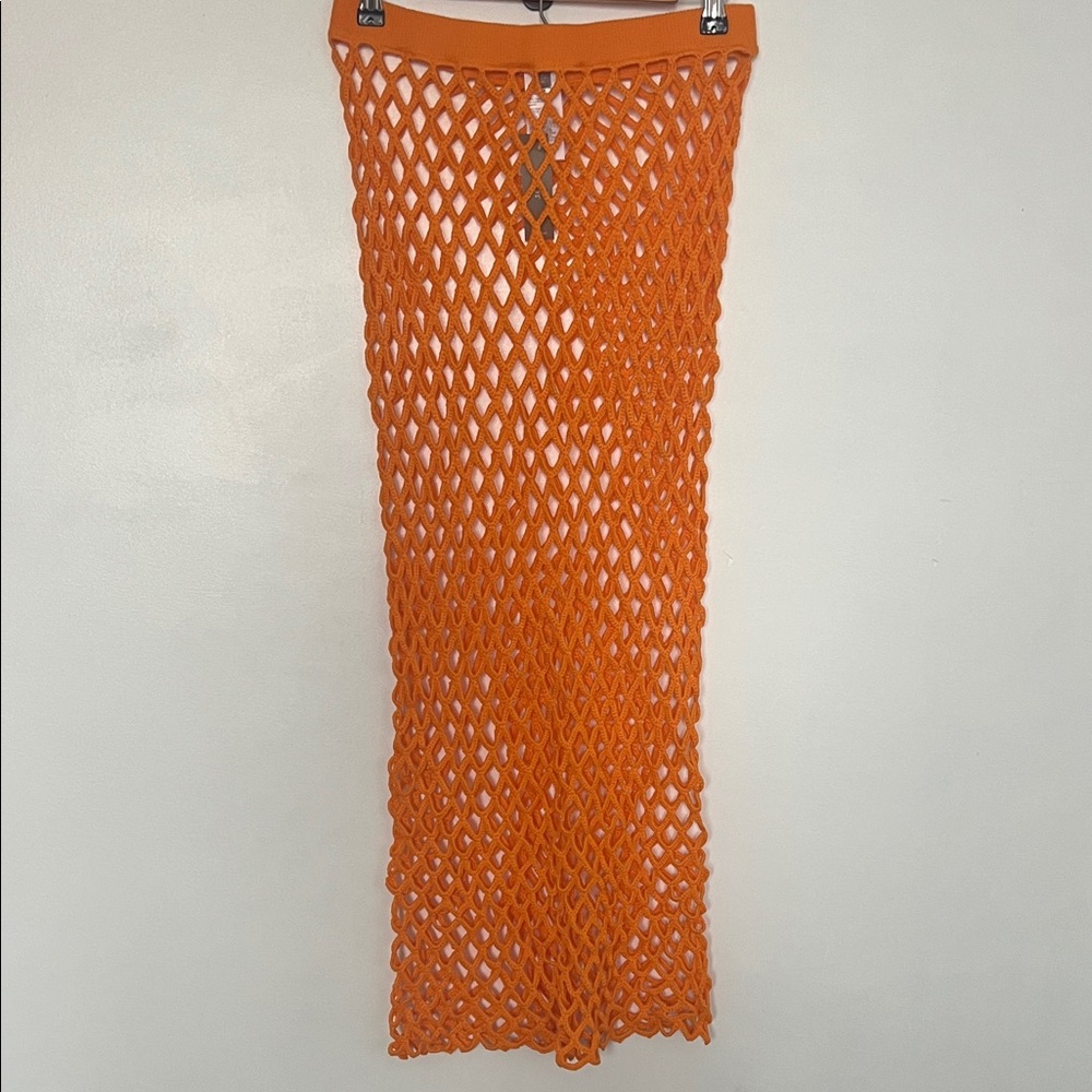 J. Crew Cotton Orange Crochet Midi Skirt